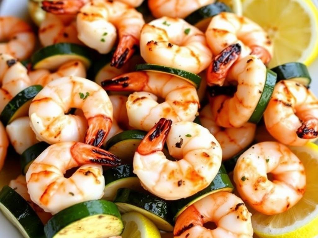 Grilled shrimp and zucchini skewers for weight loss dinner