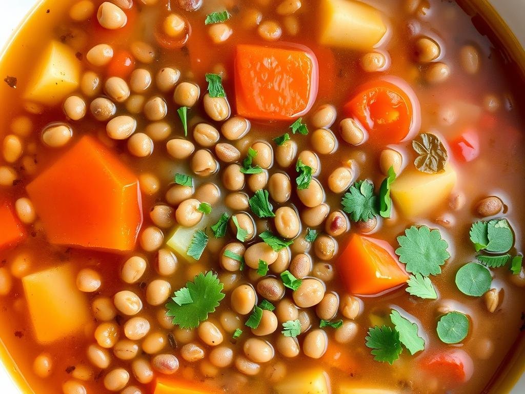 Lentil and vegetable soup in a bowl for weight loss dinner
