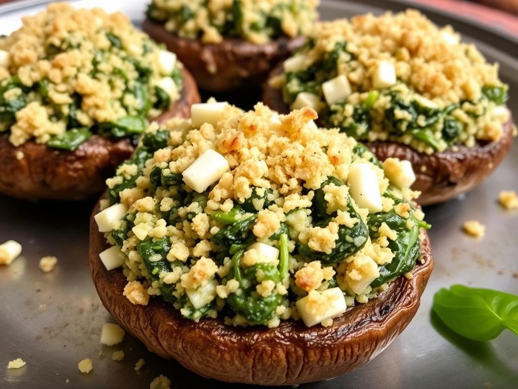Stuffed portobello mushrooms with spinach and feta for weight loss dinner