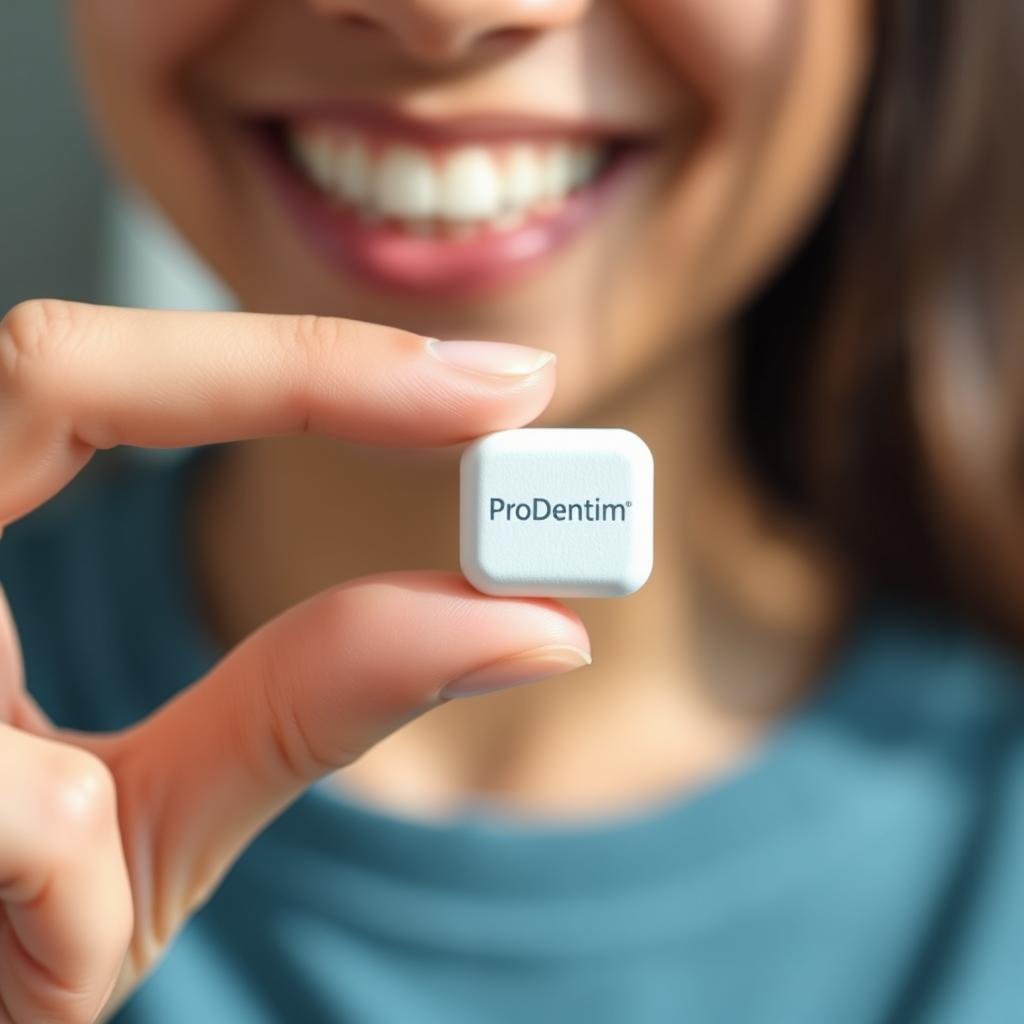 Person easily taking a ProDentim chewable tablet
